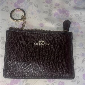 Coach Gold and Brown Leather Wristlet with Gold Hardware